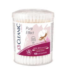 Cleanic Ušesne palčke Pure Effect Cleanic iz vate, 100 kosov