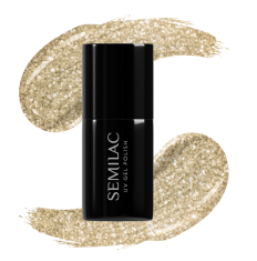 shumee Zlati hibridni lak za nohte #037 Semilac Gold Disco 7 ml