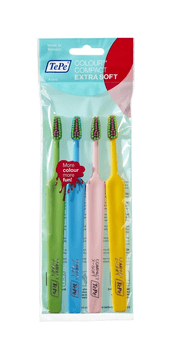 Tepe TePe Colour Compact Extra Soft zobne ščetke z mehkimi ščetinami, 4 kosi