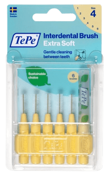 shumee TePe ExtraSoft medzobne ščetke 0,7 mm svetlo rumene barve, 6 kosov.