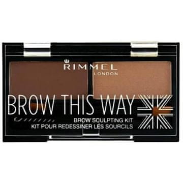 Rimmel Paleta za oblikovanje obrvi 2v1 vosek + senčilo Brow This Way 002 Rimmel 1 kos