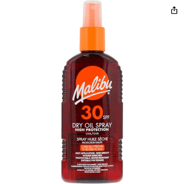 Malibu Malibu suho olje v spreju, vodoodporno, vegansko, zaščitno sredstvo proti soncu SPF 30, 200 ml