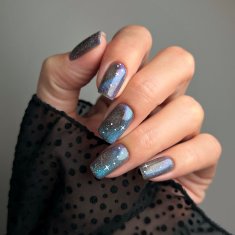 shumee Semilac Grey Holo #828 hibridni lak za nohte z delci 7 ml