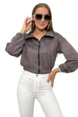 shumee Siv pulover z zadrgo iz semiša