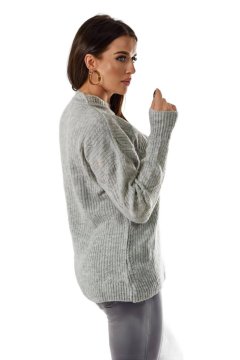 shumee Pulover čez glavo z modnim tkanjem v sivi barvi