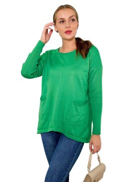 shumee Svetlo zelen pulover z žepi spredaj