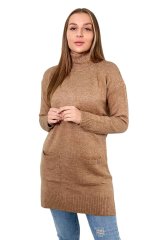 shumee Camel pulover s stoječim ovratnikom