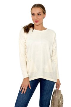 shumee Ecru pulover z žepi spredaj