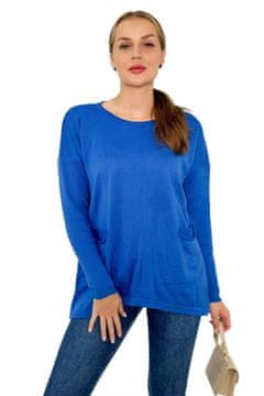 shumee Koruzno moder pulover z žepi spredaj