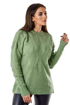 shumee Temno mint pulover z modnim tkanjem