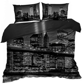 shumee 3D bombažna satenasta posteljnina 160x200cm MESTO PONOČI