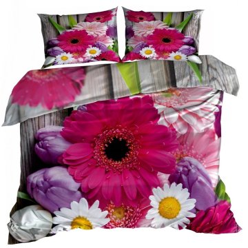 shumee 3D bombažna satenasta posteljnina 140x200cm ŠOPEK CVETJA