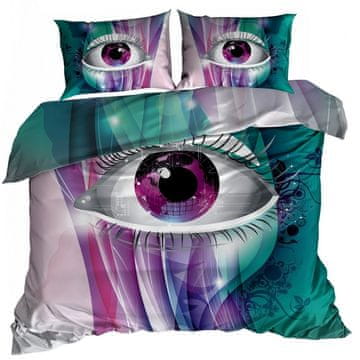 shumee 3D bombažna satenasta posteljnina 140x200cm VIJOLIČNO OKO