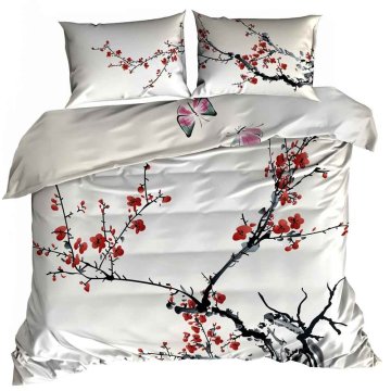 shumee 3D posteljnina iz bombažnega satena 160x200cm CVETOČE VEJE