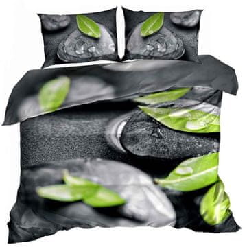 shumee 3D bombažna satenasta posteljnina 200x220cm KAMEN Z LISTOM