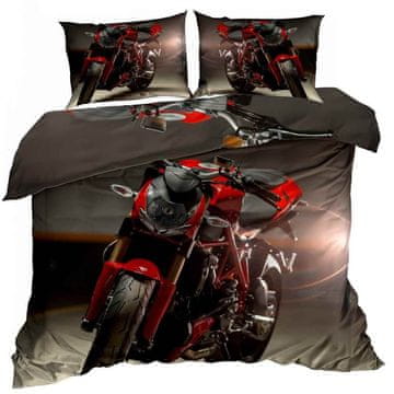 shumee 3D bombažna satenasta posteljnina 200x220cm MOTORCIKEL 126