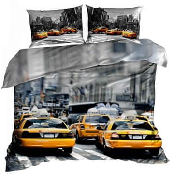 shumee 3D bombažna satenasta posteljnina 160x200cm NEW YORK Taxi