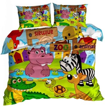 shumee 3D bombažna satenasta posteljnina 160x200cm ZOO