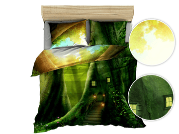 shumee 3D bombažna satenasta posteljnina 200x220cm SKRIVNI VRT