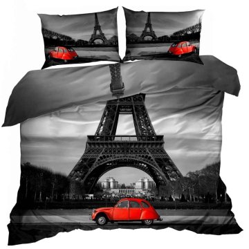 shumee Posteljnina iz bombažnega satena 3D 160x200cm EIFFELOV STOLP