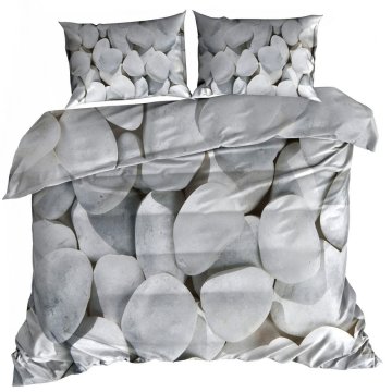 shumee 3D bombažna satenasta posteljnina 140x200cm SIVI KAMNI