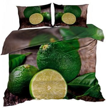 shumee 3D bombažna satenasta posteljnina 140x200cm LIMETNA