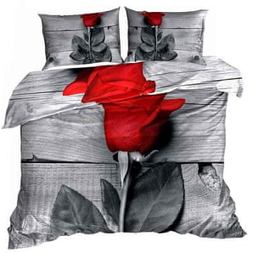 shumee 3D bombažna satenasta posteljnina 200x220cm ROSE