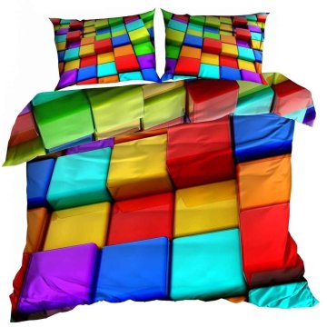 shumee 3D bombažna satenasta posteljnina 160x200cm BARVIT GUMB