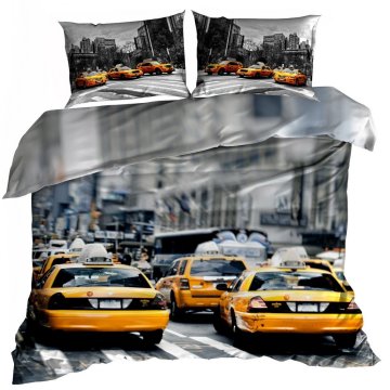 shumee 3D bombažna satenasta posteljnina 140x200cm NEW YORK TAXI