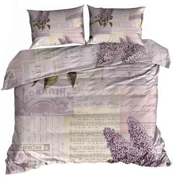 shumee 3D bombažna satenasta posteljnina 160x200 cm LILA CVET