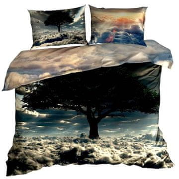 shumee 3D bombažna satenasta posteljnina 160x200cm TREE