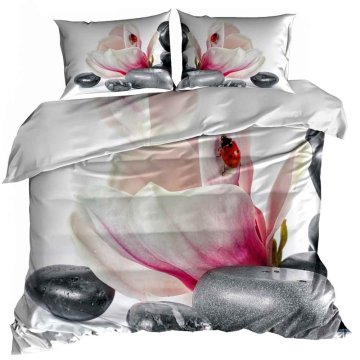 shumee 3D bombažna satenasta posteljnina 160x200cm FLOWER SPA