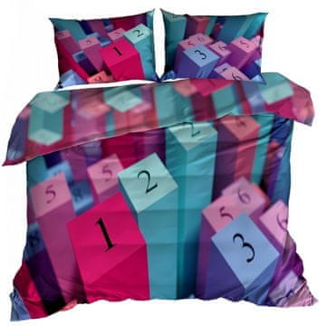 shumee 3D bombažna satenasta posteljnina 140x200cm BARVITE ŠTEVILKE