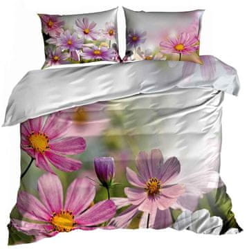 shumee 3D bombažna satenasta posteljnina 200x220cm DIVJE CVETJE