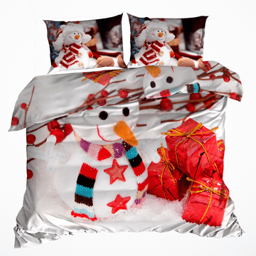 shumee 3D bombažna satenasta posteljnina 200x220cm SNEŽAK