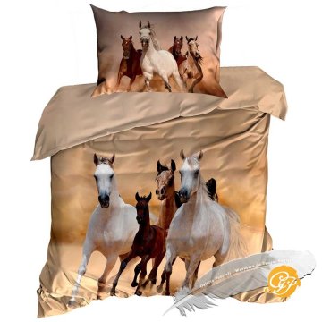 shumee 3D bombažna satenasta posteljnina 140x200cm ARABSKI KONJI