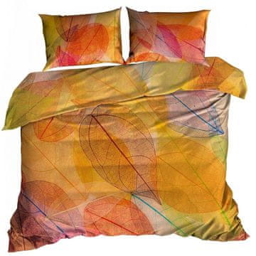 shumee 3D bombažna satenasta posteljnina 140x200cm RUMENI LISTI