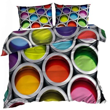 shumee 3D bombažna satenasta posteljnina 160x200 cm PLOČEVINKE Z BARVAMI