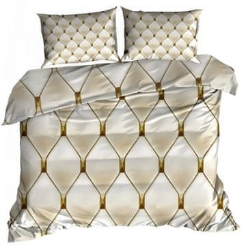 shumee 3D bombažna satenasta posteljnina 140x200cm BEŽ DIAMONTI