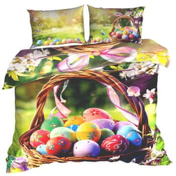 shumee 3D bombažna satenasta posteljnina 160x200cm VELIKONOČNA KOŠARA