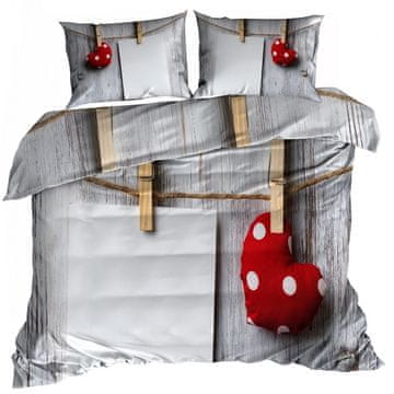 shumee 3D bombažna satenasta posteljnina 200x220cm GOBE SRCE
