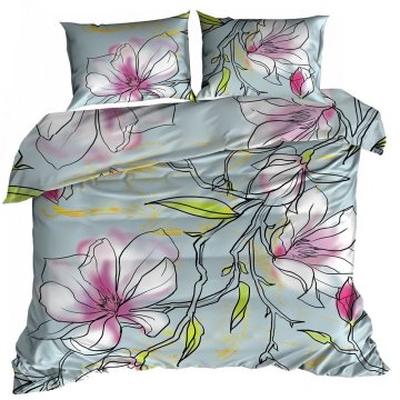 shumee 3D posteljnina iz bombažnega satena 140x200cm RISANI CVETJI