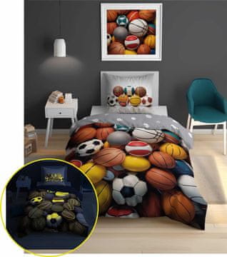 Detexpol Fluorescentna bombažna posteljnina 160x200cm BALLS MIX