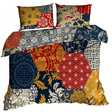 shumee 3D bombažna satenasta posteljnina 140x200cm RDEČI ŠESTEROKOTNIK