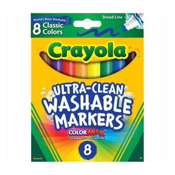 shumee Crayola flomastri 8 barv, pralni, s široko konico za otroke