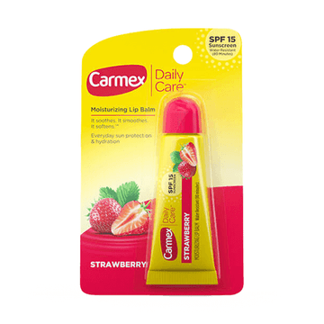 shumee Carmex balzam za ustnice z vonjem jagode v tubi SPF 15, vodoodporna zaščita, 10 g