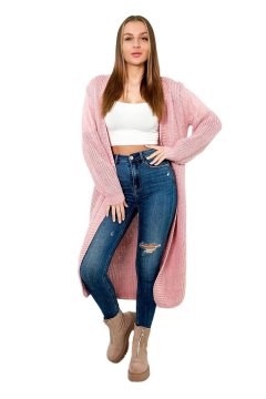 shumee Dolg pulover jopica, pudrasto roza