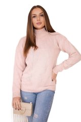 shumee Temno pudrasto roza pulover z ovratnikom
