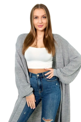 shumee Dolg temno siv pulover jopica