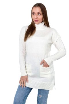 shumee Ecru pulover s stoječim ovratnikom